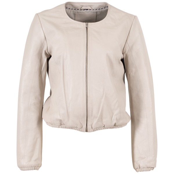 Damska krótka skórzana kurtka Mauritius Kość słoniowa MWYanna