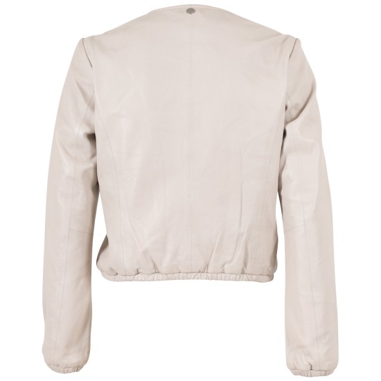 Damska krótka skórzana kurtka Mauritius Kość słoniowa MWYanna