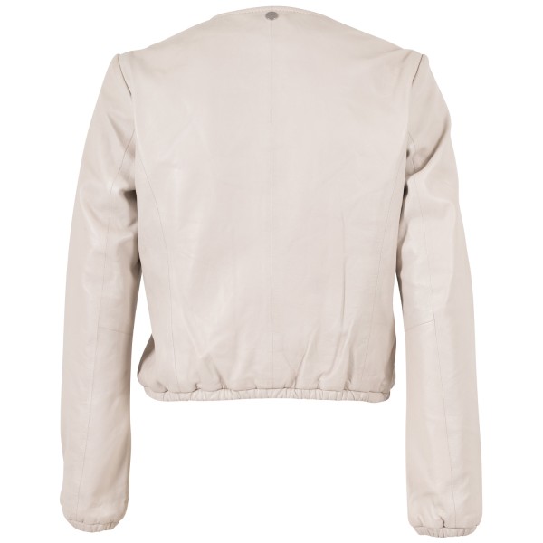 Damska krótka skórzana kurtka Mauritius Kość słoniowa MWYanna