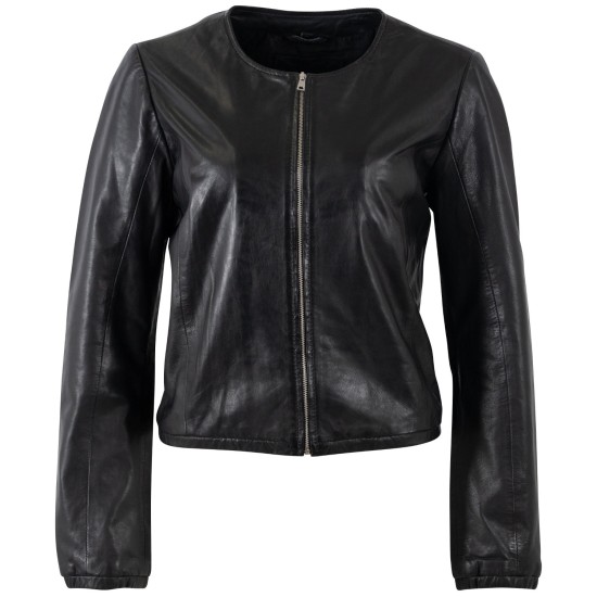 Damska krótka skórzana kurtka Mauritius Czarna MWYanna