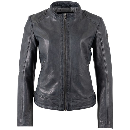 Kurtka skórzana damska Mauritius ciemnoniebieska MWYouvie