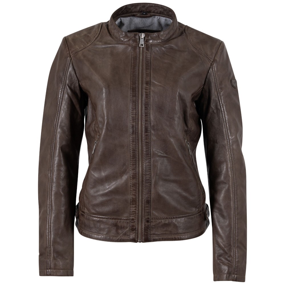 Kurtka skórzana damska Mauritius brązowa MWYouvie