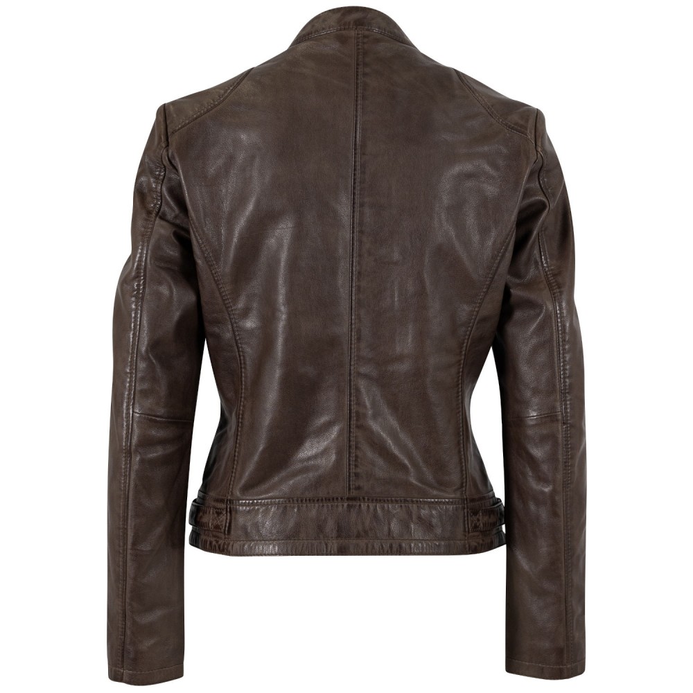 Kurtka skórzana damska Mauritius brązowa MWYouvie