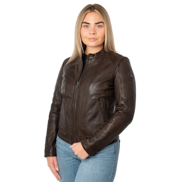 Kurtka skórzana damska Mauritius brązowa MWYouvie