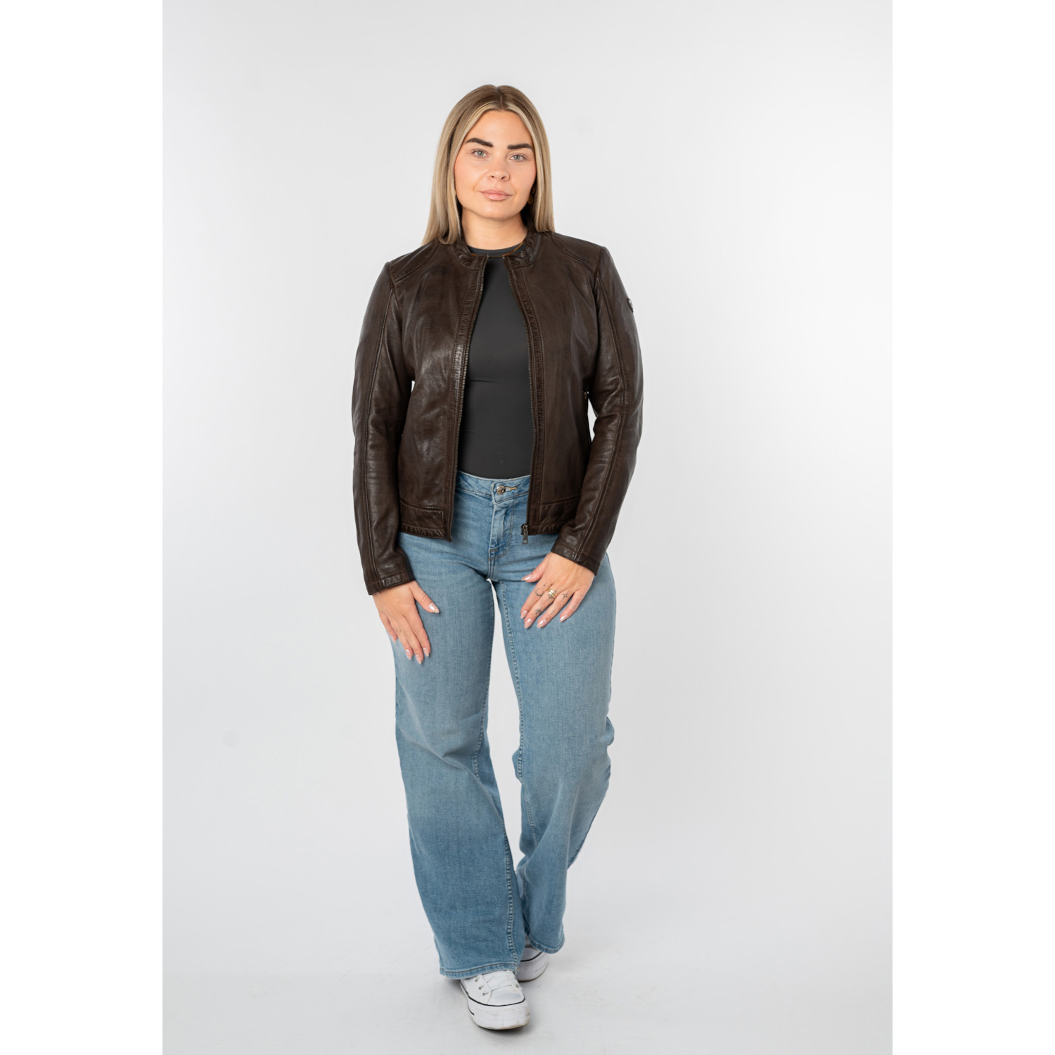 Kurtka skórzana damska Mauritius brązowa MWYouvie – Kurtki skórzane