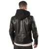 Męska skórzana kurtka Mauritius Czarna MMBoky z odpinanym kapturem