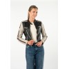 Kurtka skórzana damska Mauritius czarno-beżowa MWIsadora