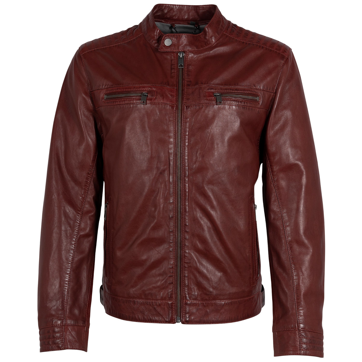 Męska skórzana kurtka Deercraft Burgundowa DMCetos – BLACK FRIDAY