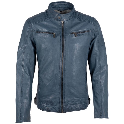 Męska skórzana kurtka Deercraft Niebieska DMJaimi