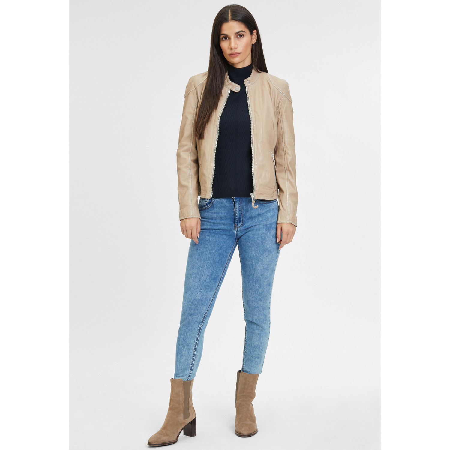 Kurtka skórzana damska Gipsy jasnobeżowa Faiza – BLACK FRIDAY