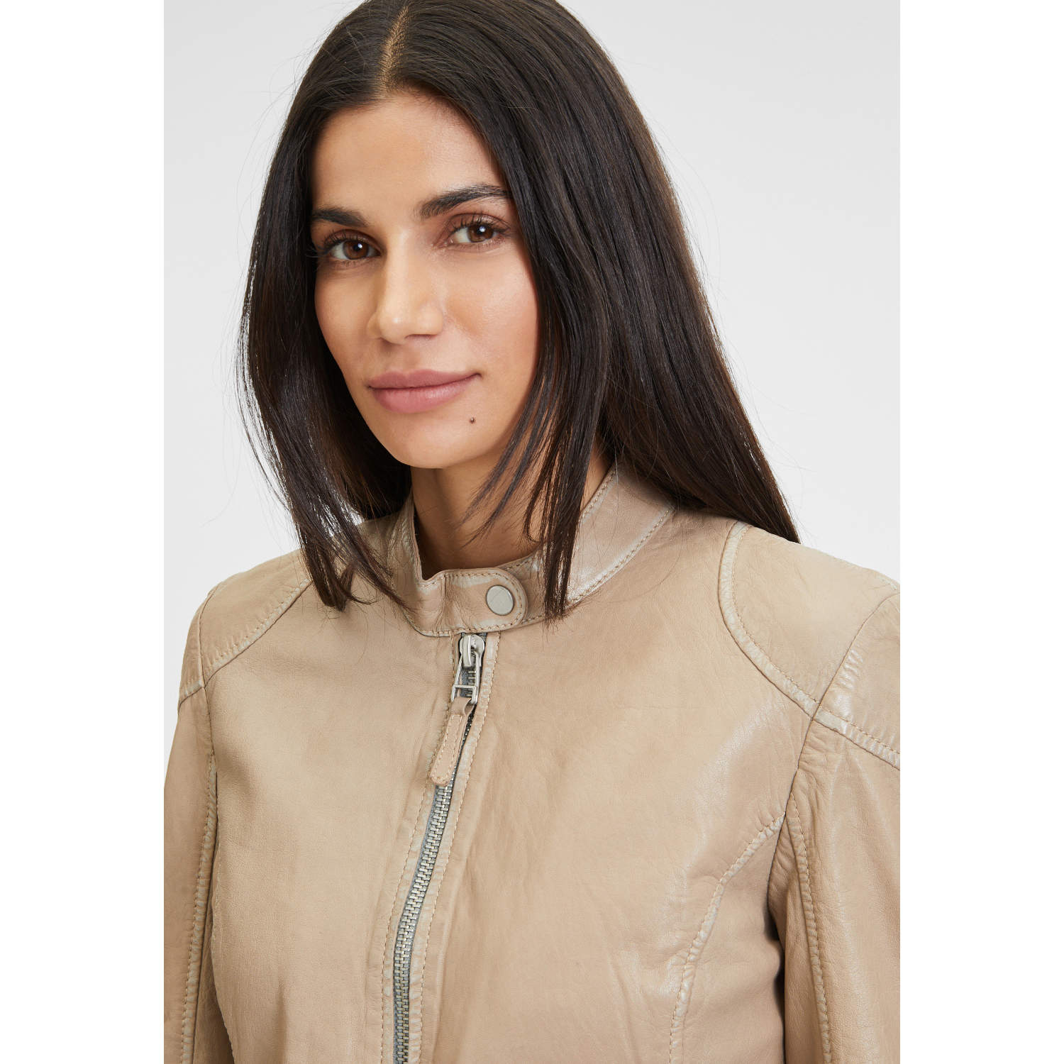 Kurtka skórzana damska Gipsy jasnobeżowa Faiza – BLACK FRIDAY