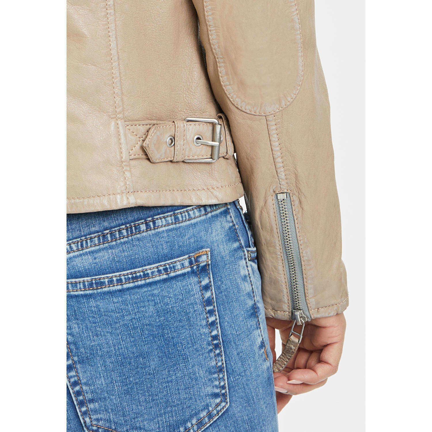 Kurtka skórzana damska Gipsy jasnobeżowa Faiza – BLACK FRIDAY