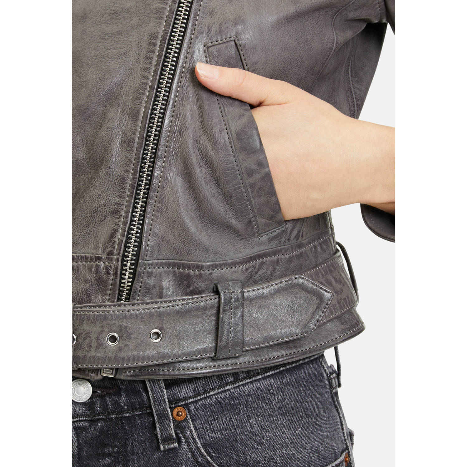 Kurtka skórzana damska Gipsy Szara G2WBelfa – BLACK FRIDAY