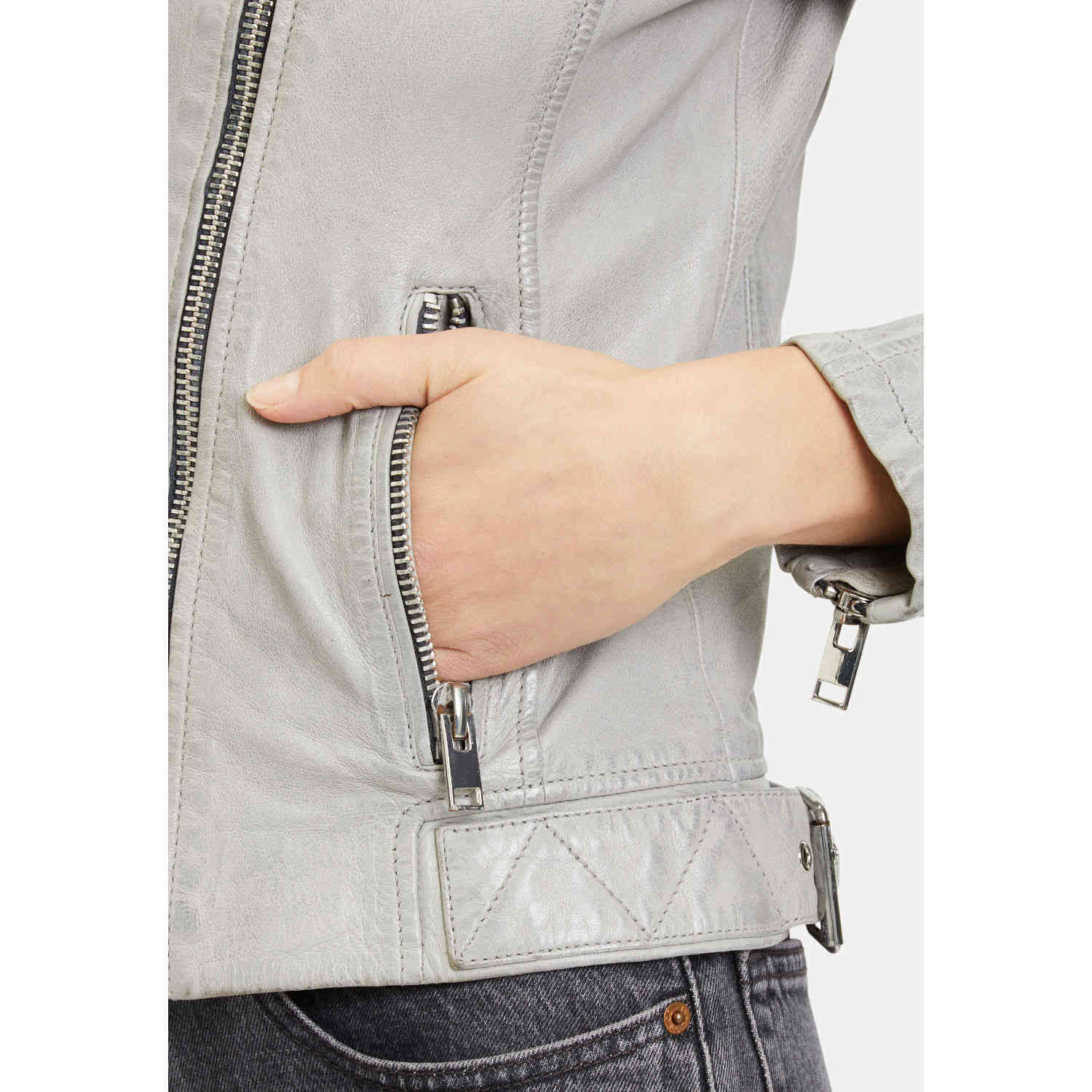 Kurtka skórzana damska Gipsy jasnoszara G2WNarin – BLACK FRIDAY