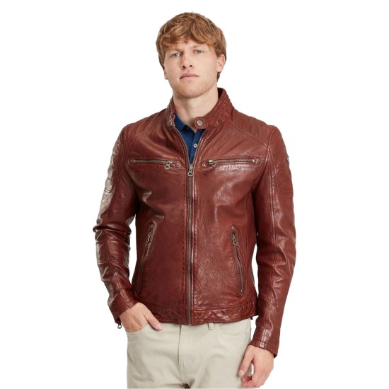 Męska skórzana kurtka Gipsy Ciemny koniak GBDerry