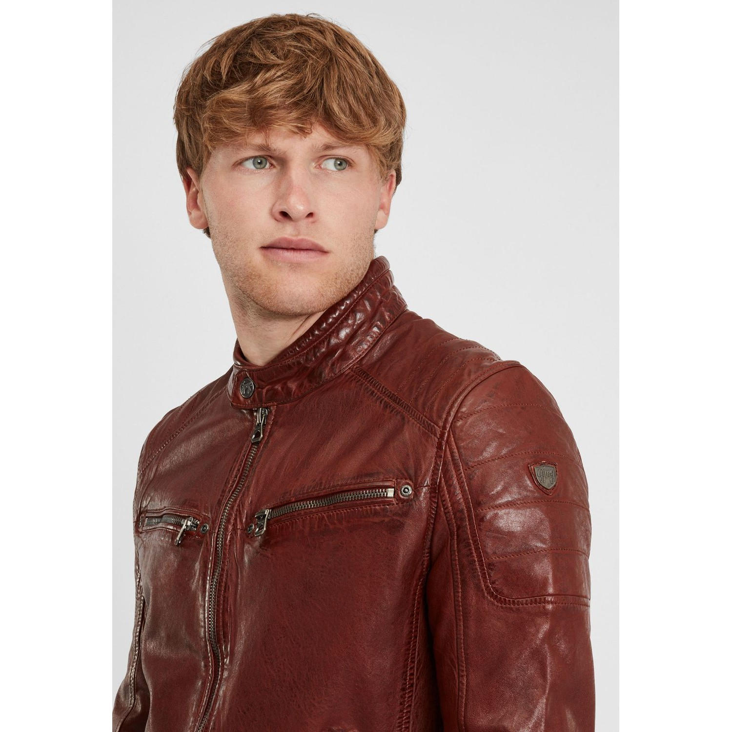 Męska skórzana kurtka Gipsy Ciemny koniak GBDerry – BLACK FRIDAY