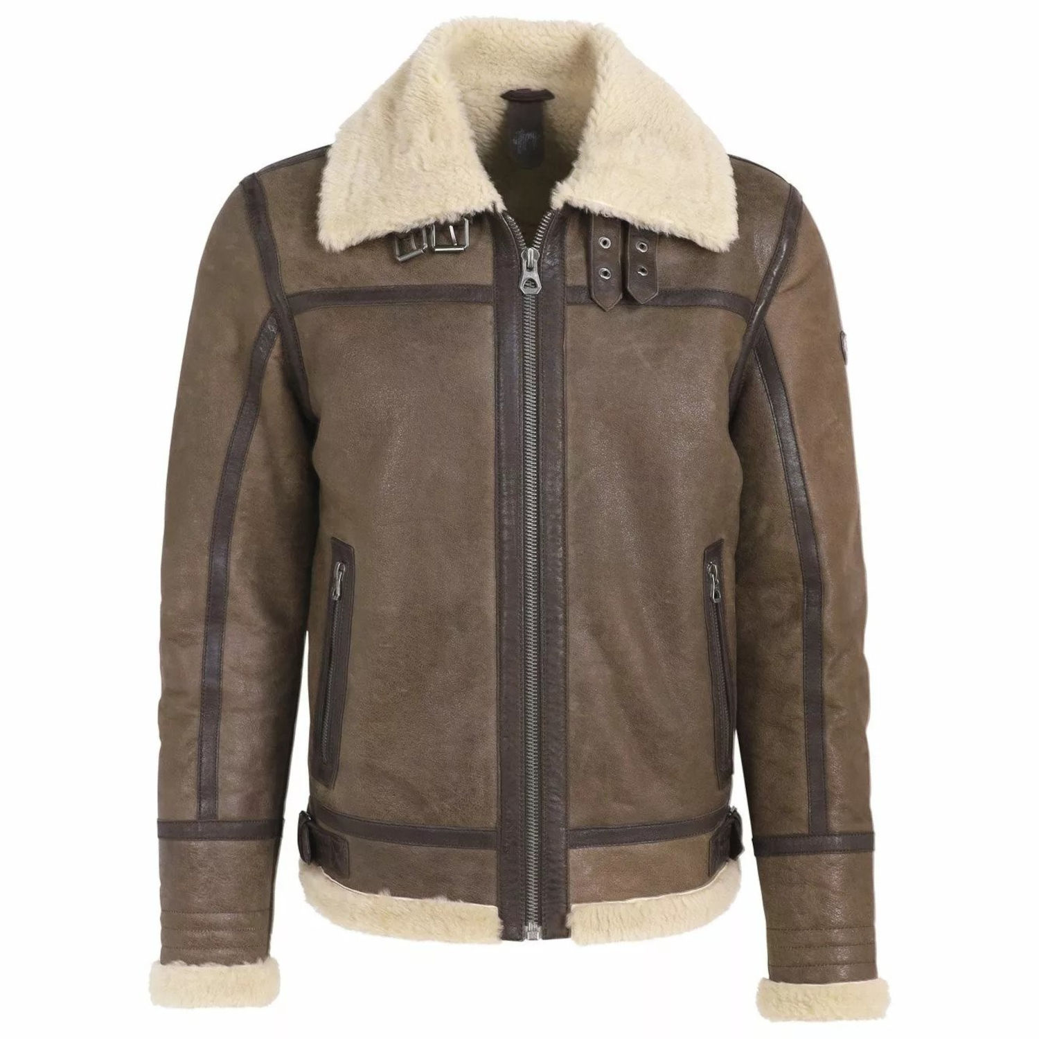 Męski płaszcz ze skóry naturalnej i futra Gipsy Ciemnobrązowy GMAirforce 2 LFCV – BLACK FRIDAY