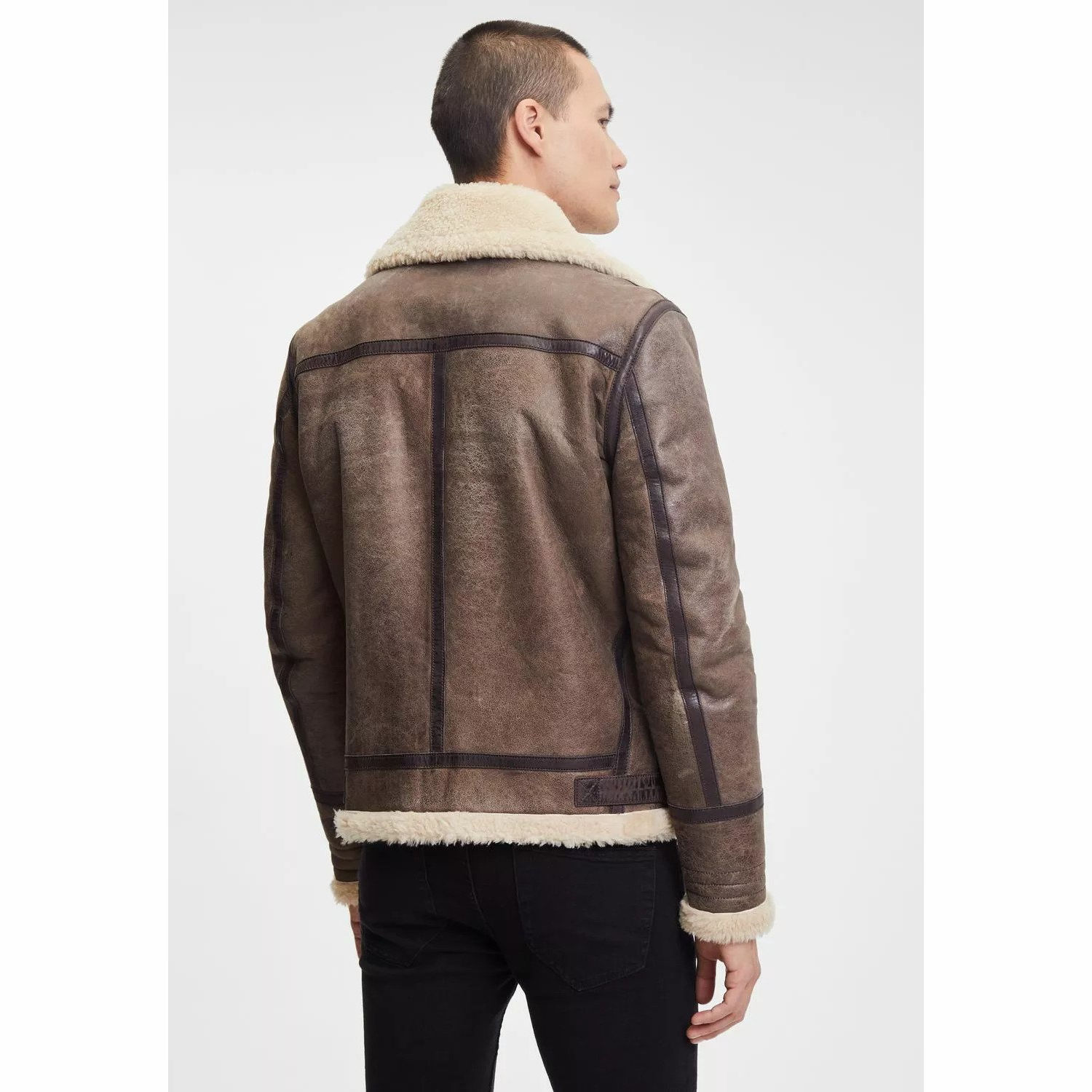 Męski płaszcz ze skóry naturalnej i futra Gipsy Ciemnobrązowy GMAirforce 2 LFCV – BLACK FRIDAY
