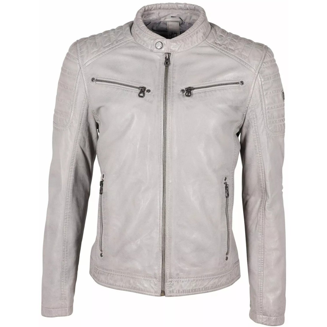 Męska skórzana kurtka Gipsy srebrnoszara GMChesto LAORV – BLACK FRIDAY