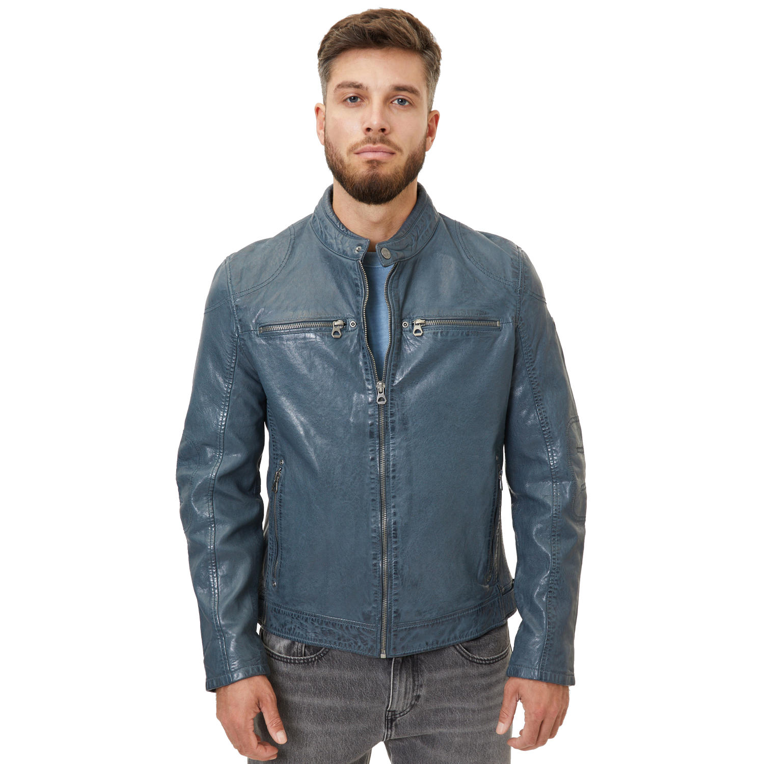 Męska skórzana kurtka Gipsy Denim Blue GMCybo – BLACK FRIDAY