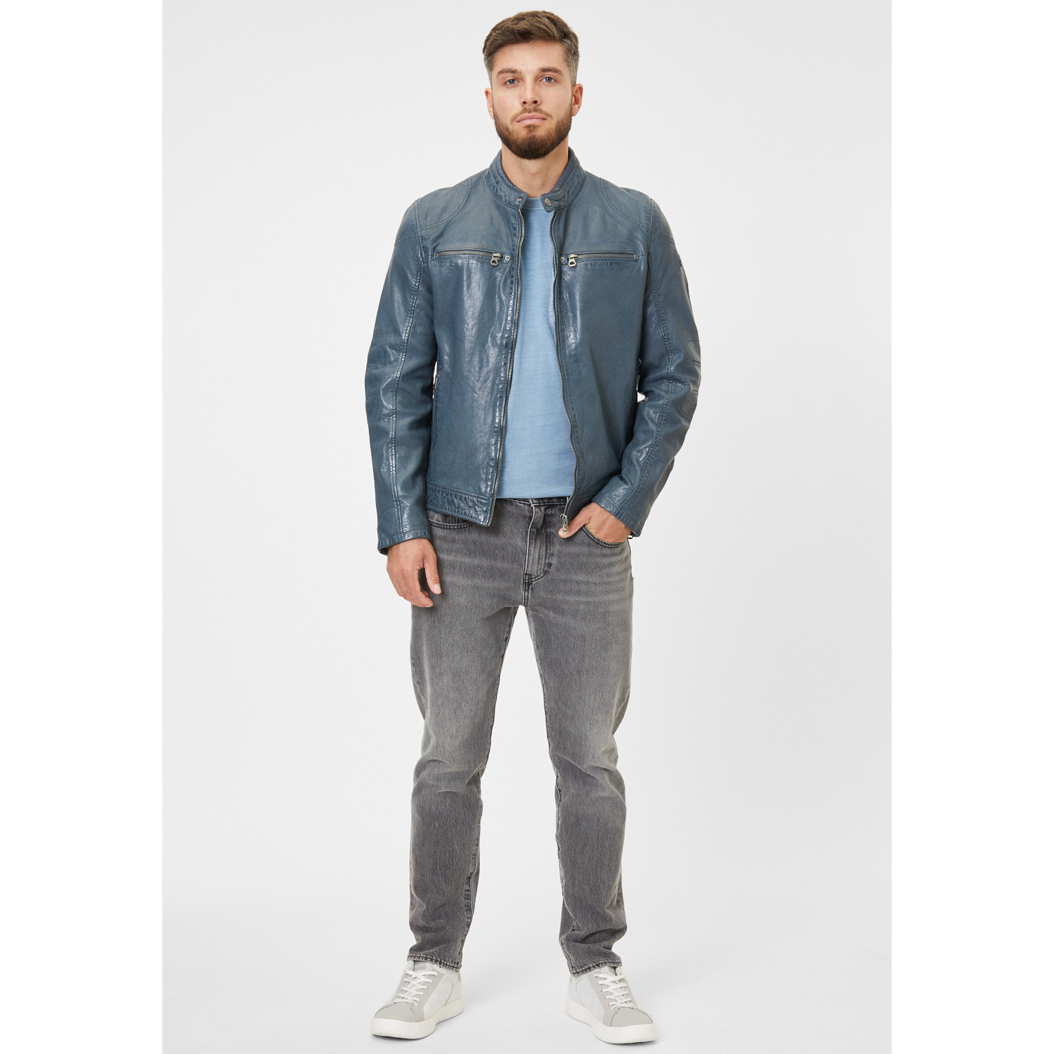 Męska skórzana kurtka Gipsy Denim Blue GMCybo – BLACK FRIDAY