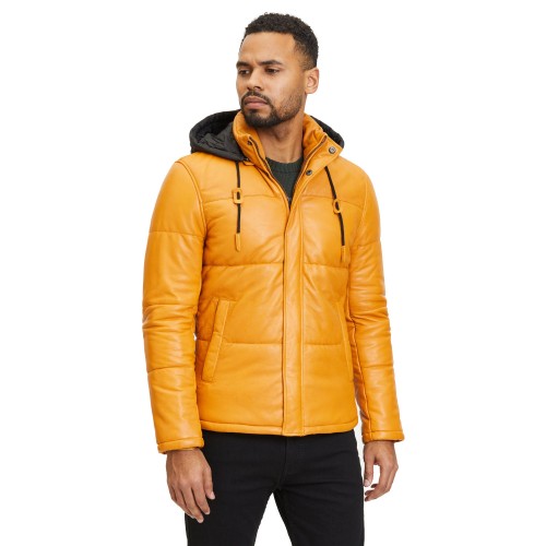 Męska zimowa kurtka skórzana Gipsy Musztardowo-żółta GMDule