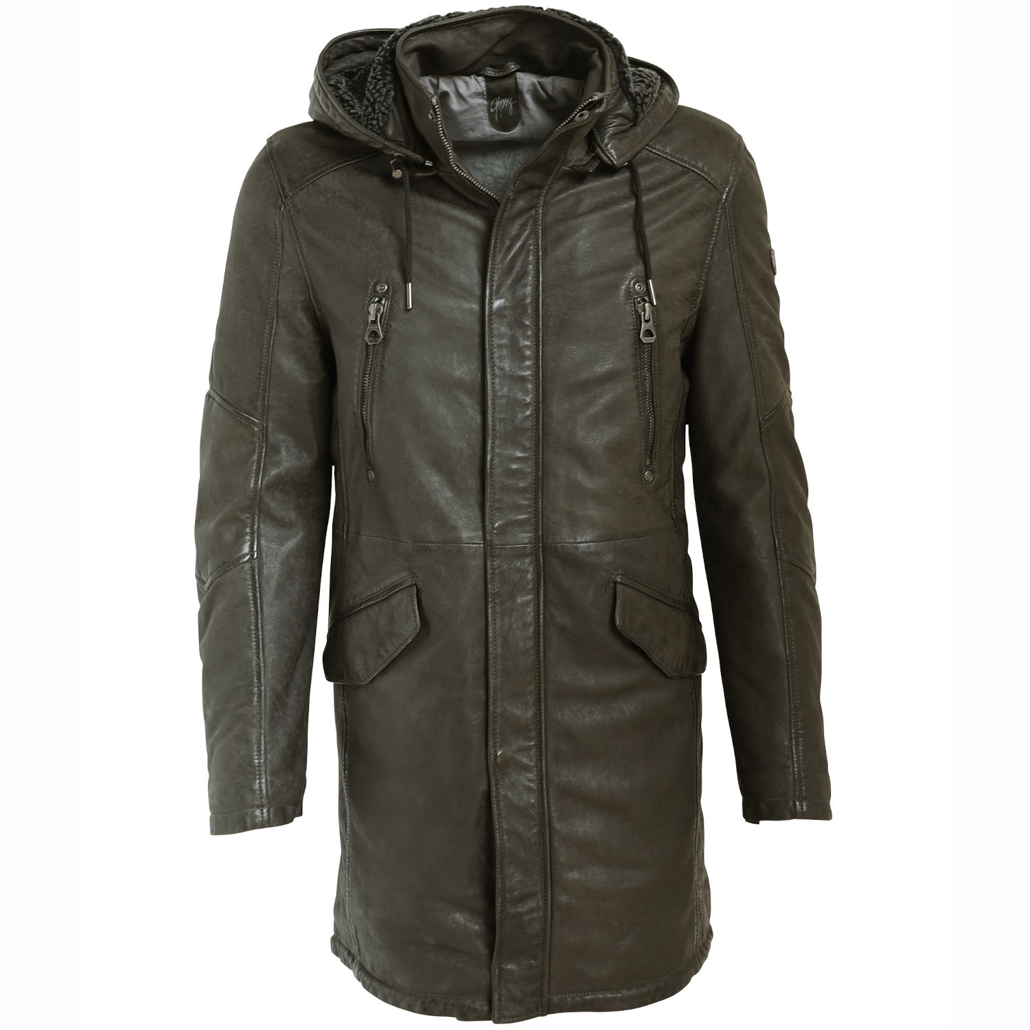 Męska długa skórzana kurtka Gipsy Olive GMEsmond LCOUNTV W – BLACK FRIDAY