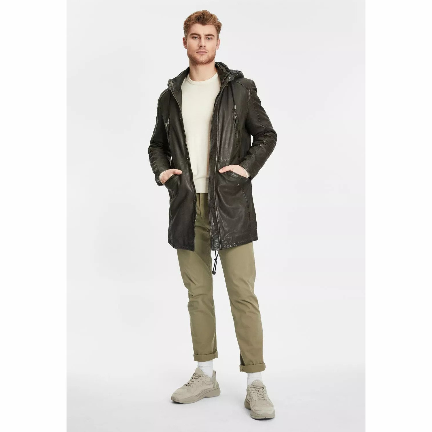 Męska długa skórzana kurtka Gipsy Olive GMEsmond LCOUNTV W – BLACK FRIDAY