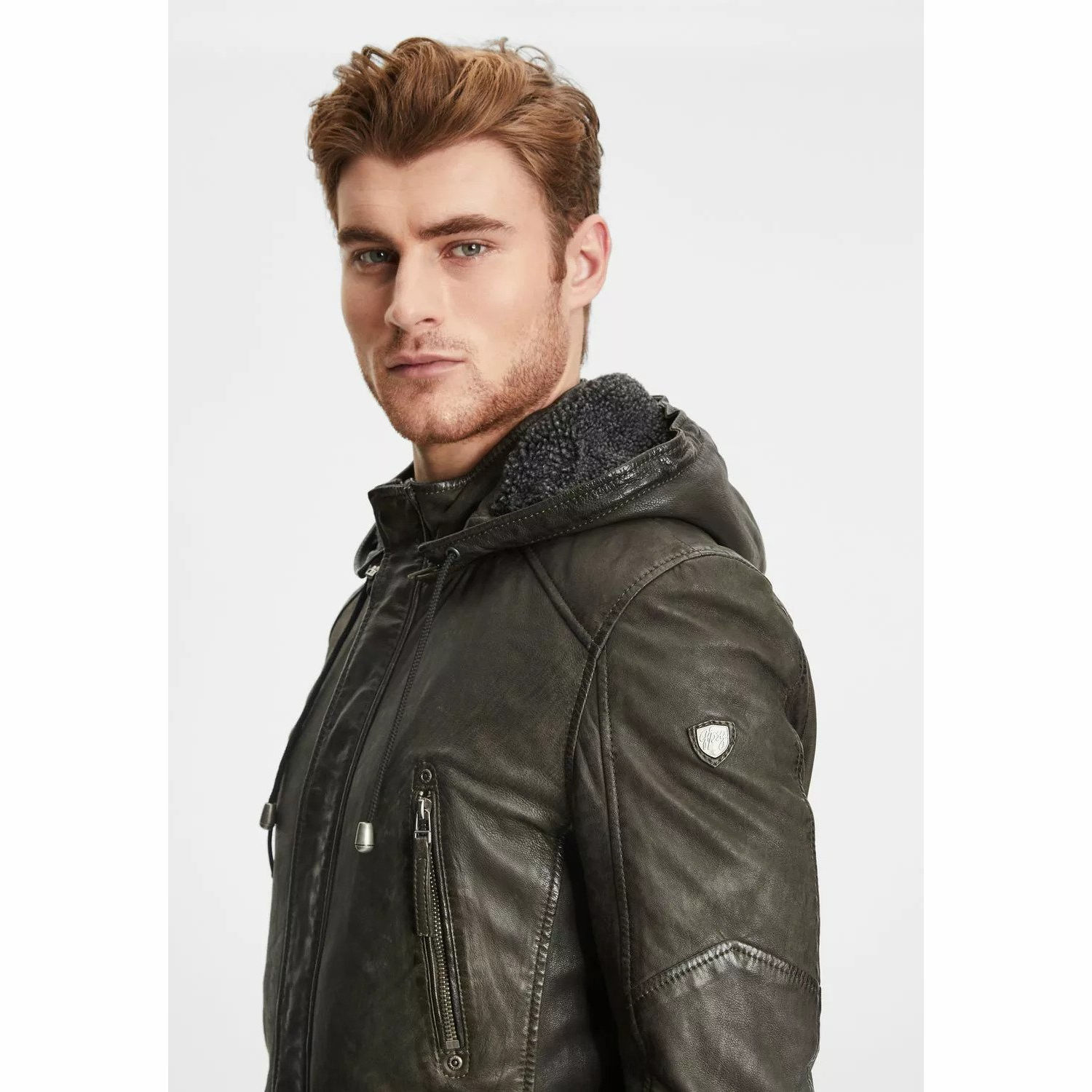 Męska długa skórzana kurtka Gipsy Olive GMEsmond LCOUNTV W – BLACK FRIDAY