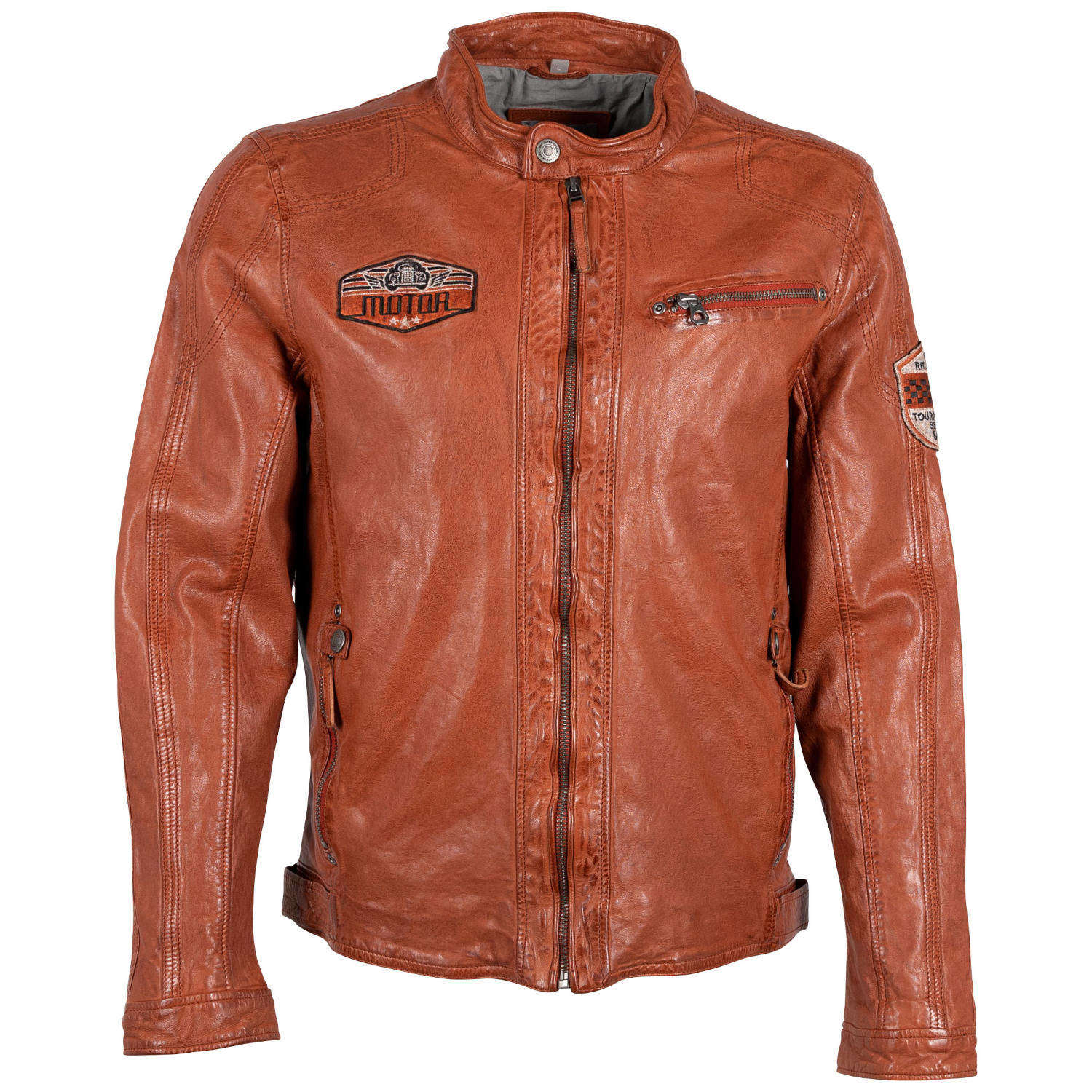 Męska skórzana kurtka Gipsy pomarańczowa GMRydoz – BLACK FRIDAY