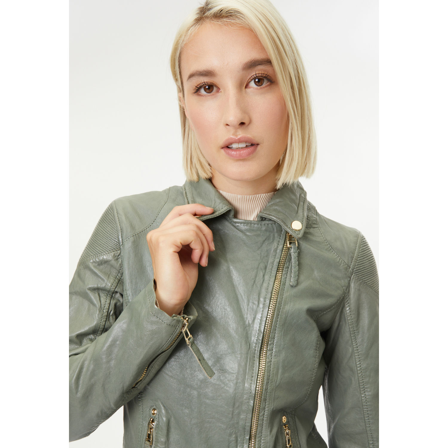 Kurtka skórzana damska Gipsy Sage Green GWCadiz – Kurtki skórzane