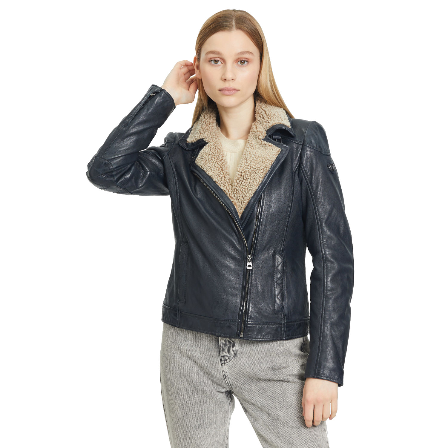 Damska zimowa kurtka skórzana Gipsy Ciemnogranatowa GWJenja – BLACK FRIDAY