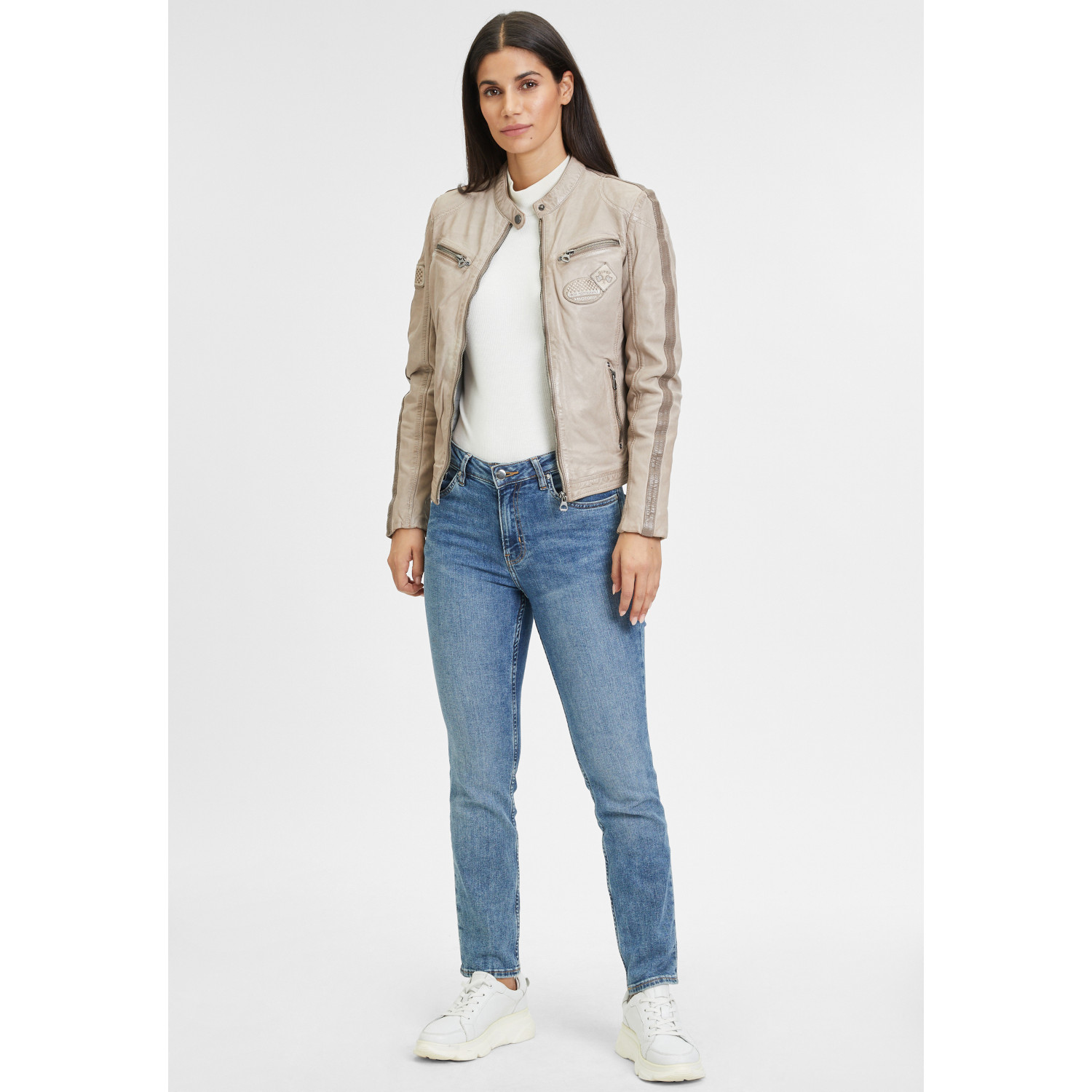 Kurtka skórzana damska Gipsy jasnobeżowa GWLiziya – BLACK FRIDAY