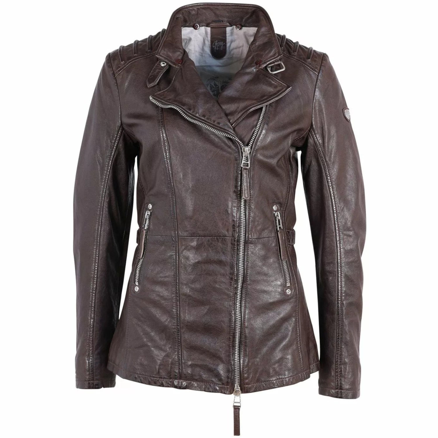 Długa skórzana kurtka damska Gipsy Ciemnobrązowa GWScandel – BLACK FRIDAY