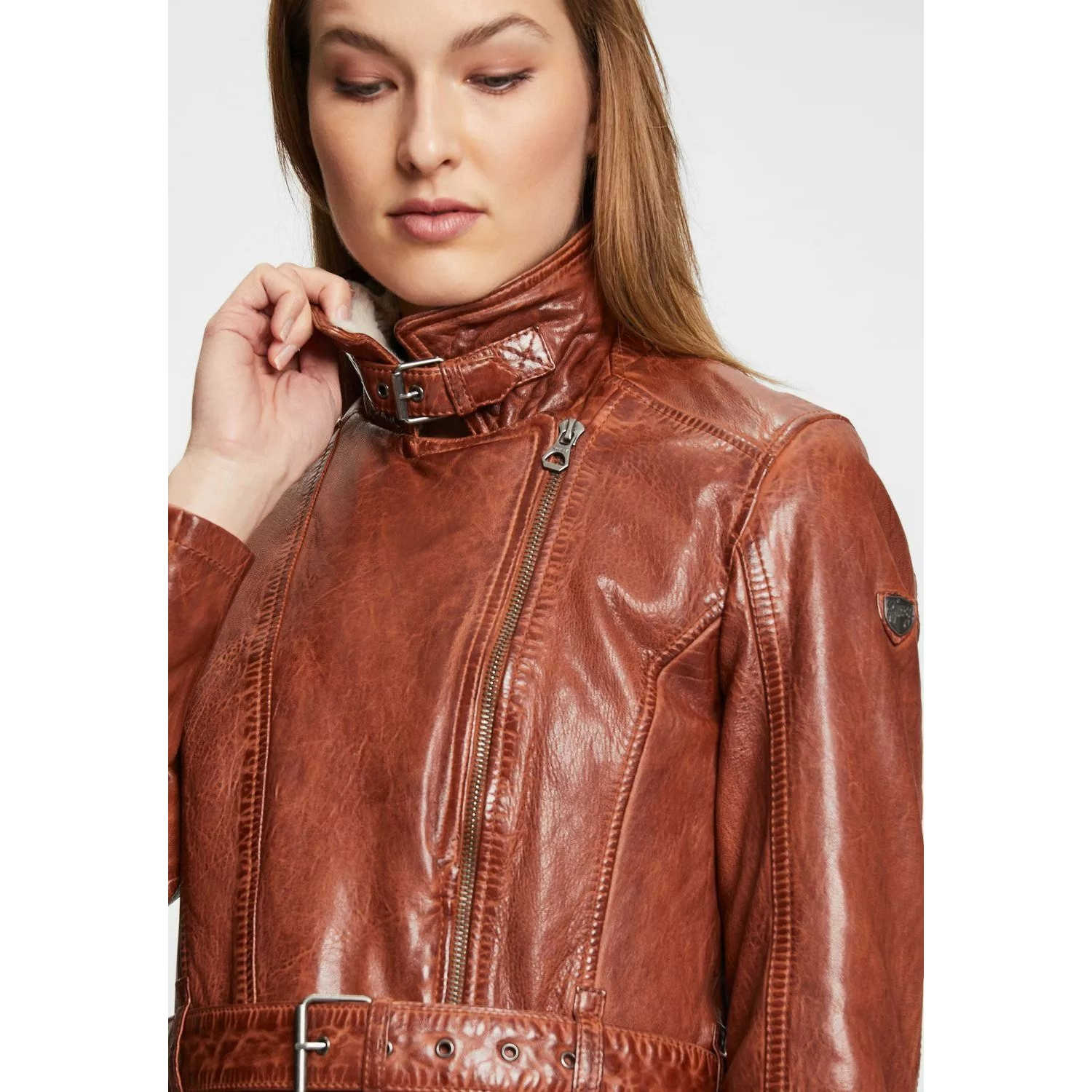 Długa zimowa kurtka skórzana damska Gipsy Cognac GWTamala – BLACK FRIDAY Długa zimowa kurtka skórzana damska Gipsy Cognac GWTamala – BLACK FRIDAY