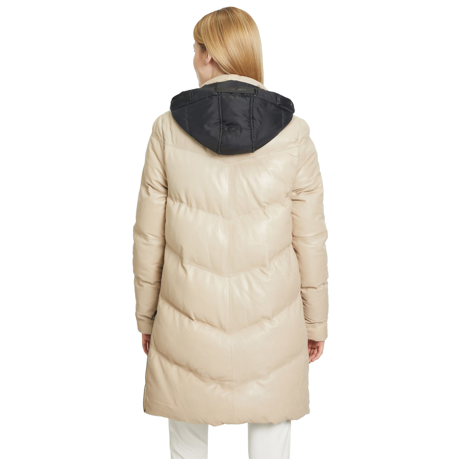 Długa zimowa kurtka skórzana damska Gipsy Beżowa GWVallie – BLACK FRIDAY