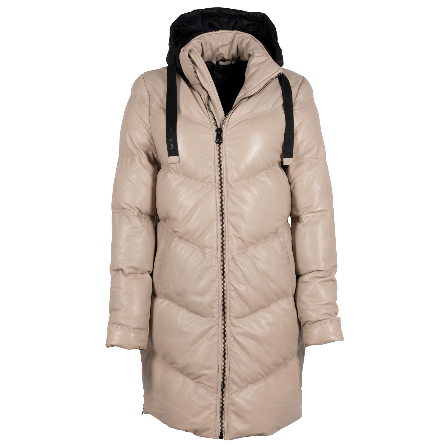 Długa zimowa kurtka skórzana damska Gipsy Beżowa GWVallie – BLACK FRIDAY