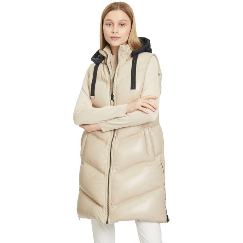 Długa skórzana kamizelka damska Gipsy beżowa GWVroni