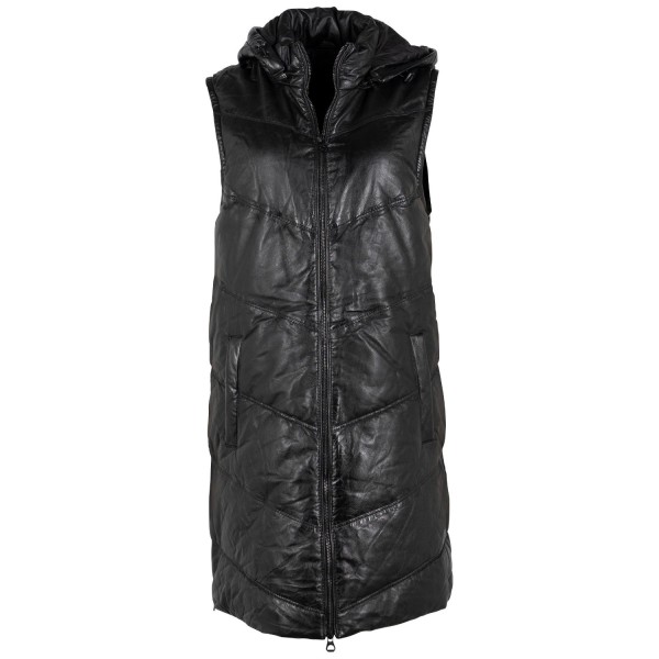 Długa skórzana kamizelka damska Gipsy Czarna GWVroni – BLACK FRIDAY — fotografia 1