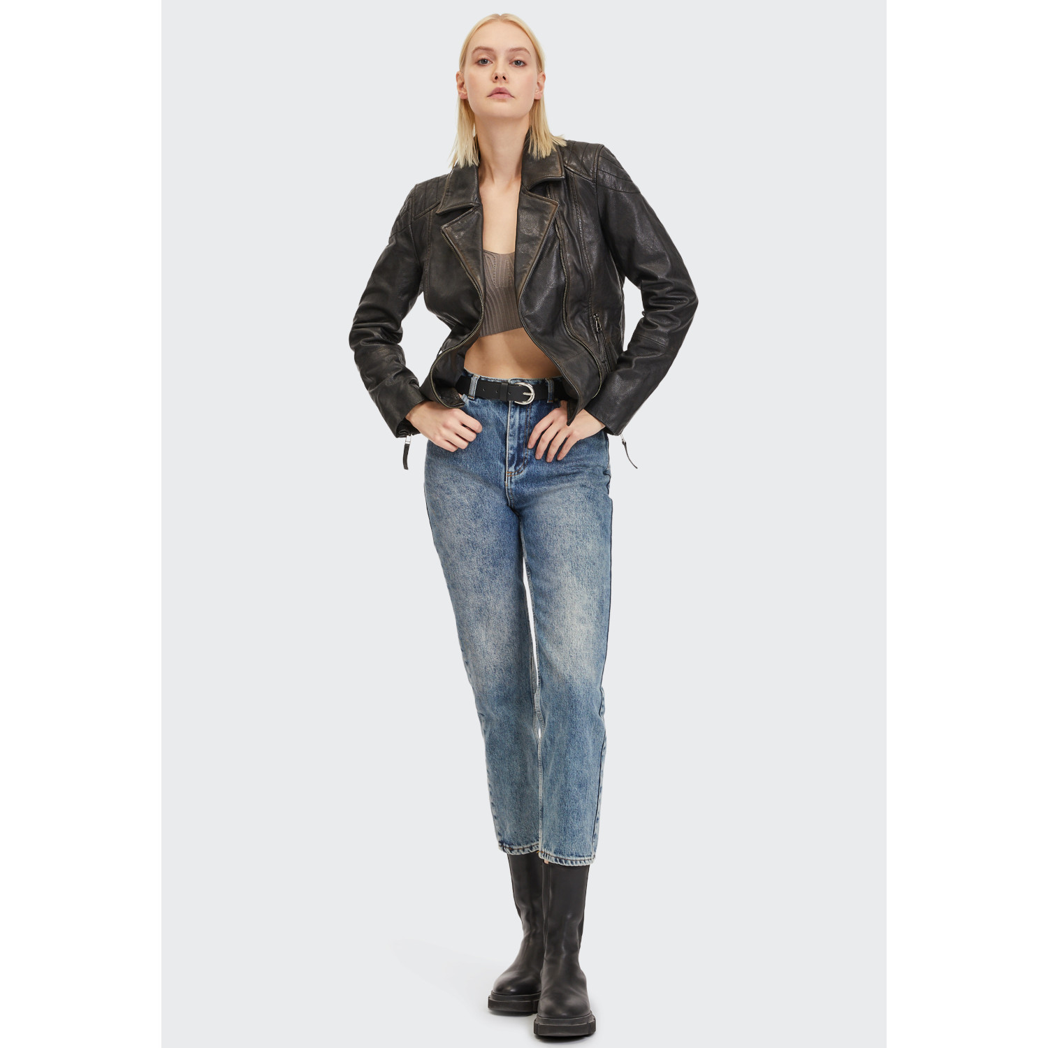 Kurtka skórzana damska Gipsy Czarna Vintage Jale – Kurtki skórzane