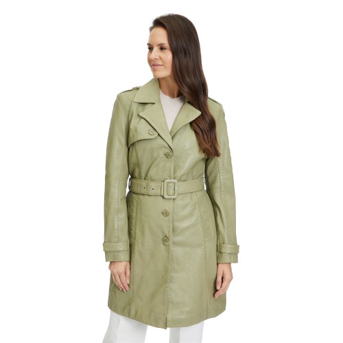 Długa skórzana kurtka damska Gipsy Jasnooliwkowa Laily