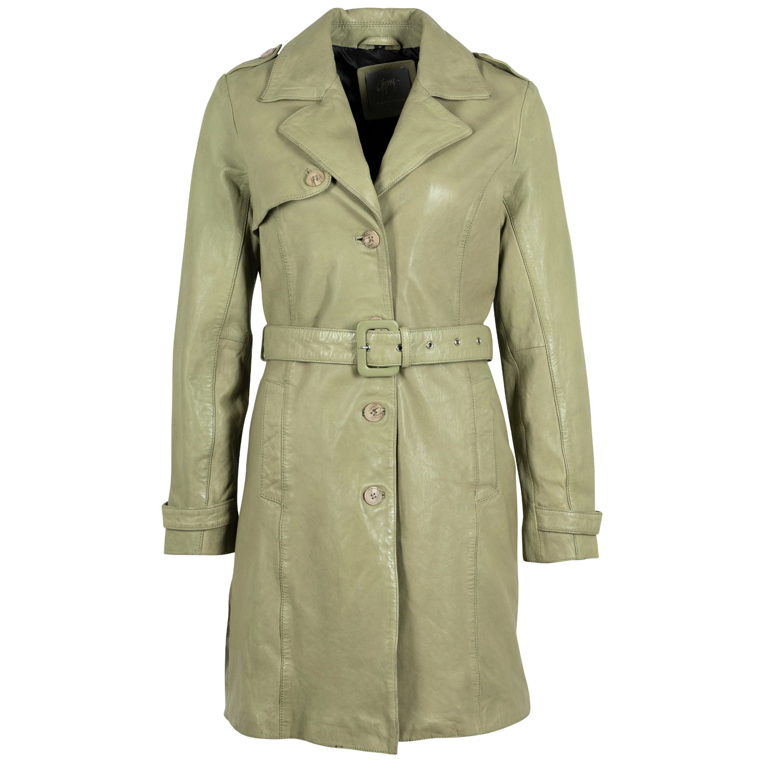 Długa skórzana kurtka damska Gipsy Jasnooliwkowa Laily – BLACK FRIDAY