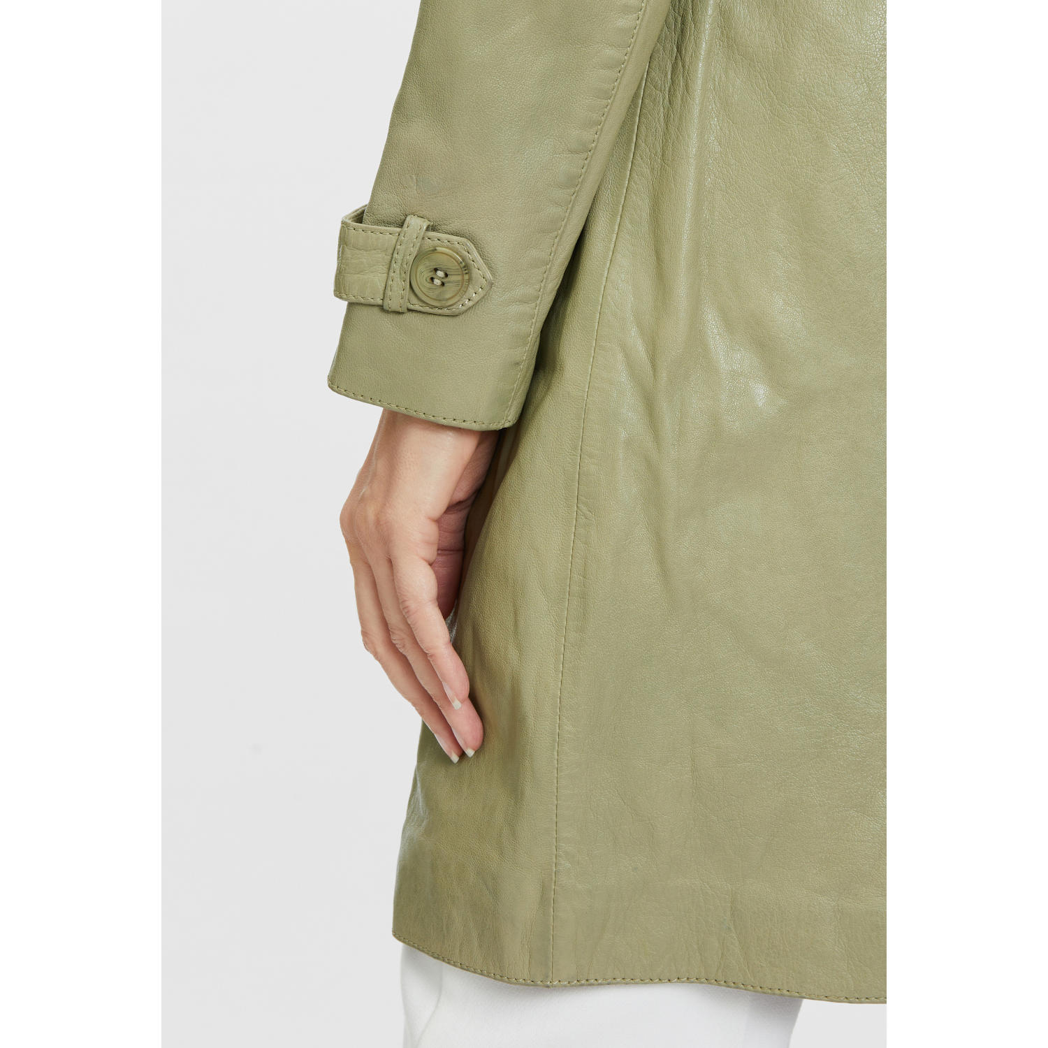 Długa skórzana kurtka damska Gipsy Jasnooliwkowa Laily – BLACK FRIDAY