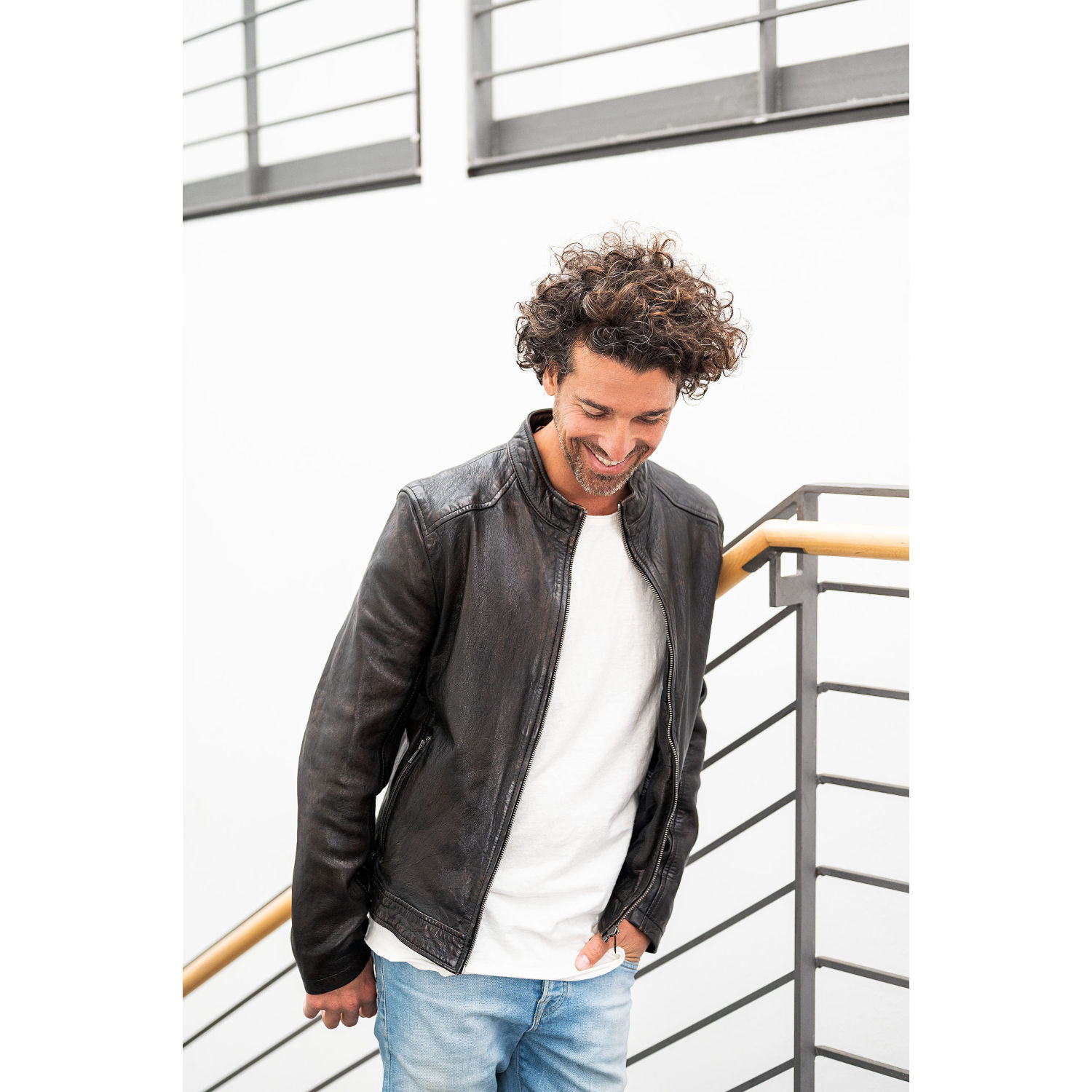 Męska skórzana kurtka Mauritius Antyczny brąz MMAdelmo – Kurtki skórzane