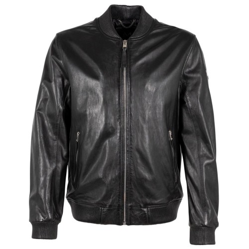 Męska skórzana kurtka Mauritius Srebrno-czarna MMAlouis