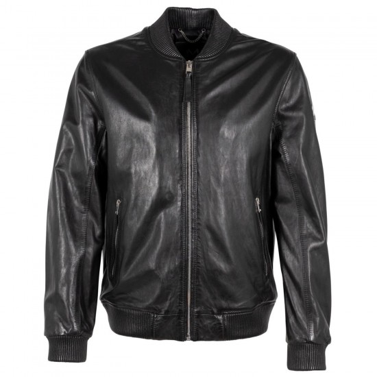 Męska skórzana kurtka Mauritius Srebrno-czarna MMAlouis