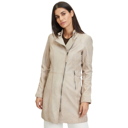 Długa skórzana kurtka damska Gipsy Jasnobeżowa Margarethe