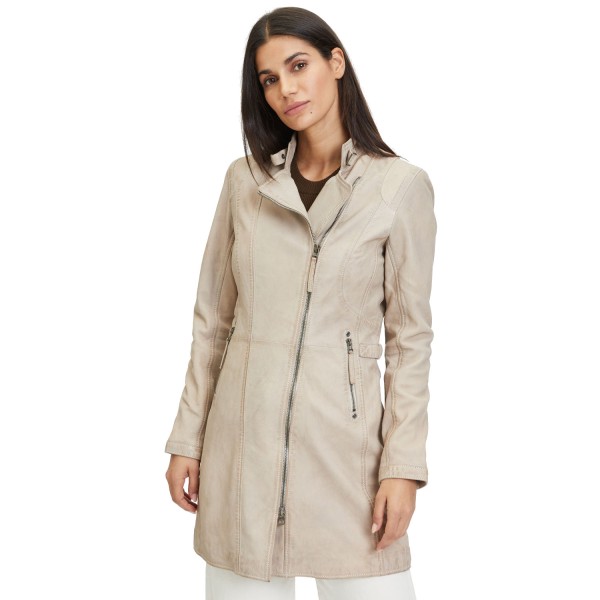 Długa skórzana kurtka damska Gipsy Jasnobeżowa Margarethe