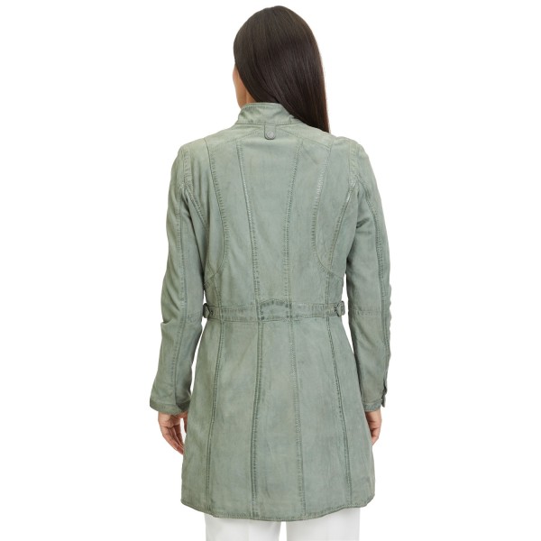 Długa skórzana kurtka damska Gipsy Jasnozielona Margarethe