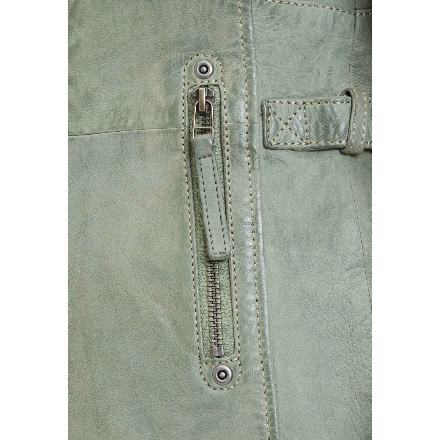 Długa skórzana kurtka damska Gipsy Jasnozielona Margarethe – BLACK FRIDAY